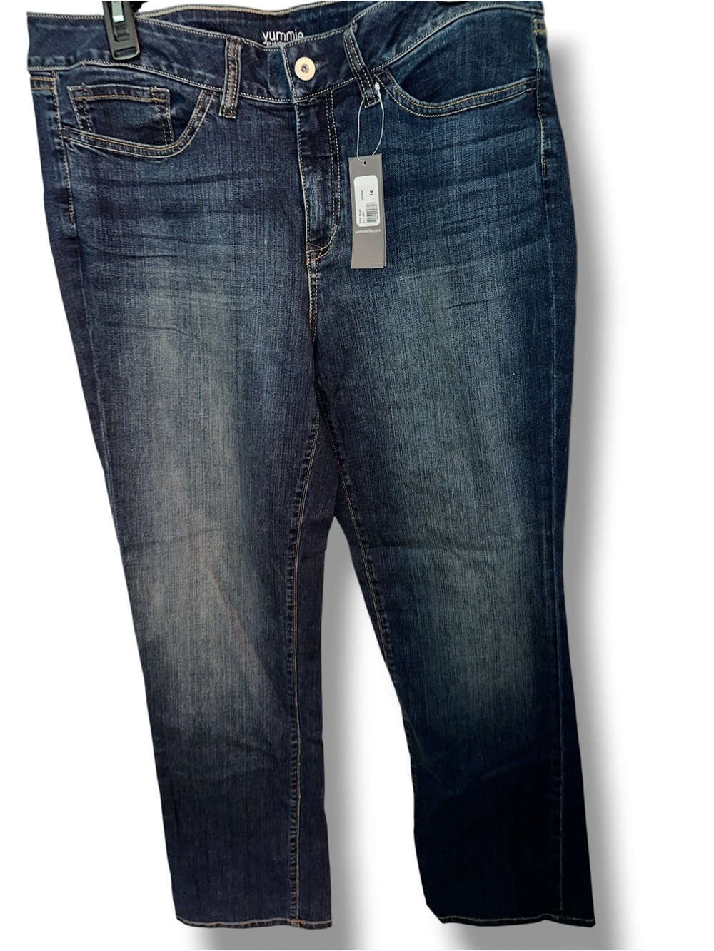 NWT Yummie Sz 34 XL 16 18 Shaping Ankle Jeans Dark Wash Blue CONTROL Contour Fit